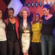 Members of the Sisters of Comedy lineup, including Producer Agunda Okeyo (fourth from right), at Carolines in New York City in November 2015
Courtesy of Agunda Okeyo